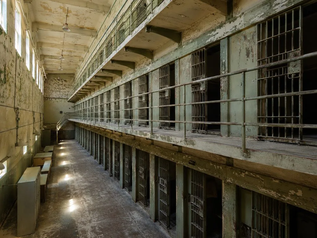 Zellenreihen im Hauptzellenhaus auf Alcatraz Island